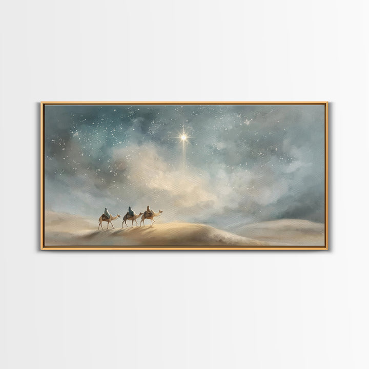 Desert Choir of Light – Framed Canvas Print – Christian Art – Christmas Wall Art – Christian Art Canvas – Christian Painting – Modern Chris