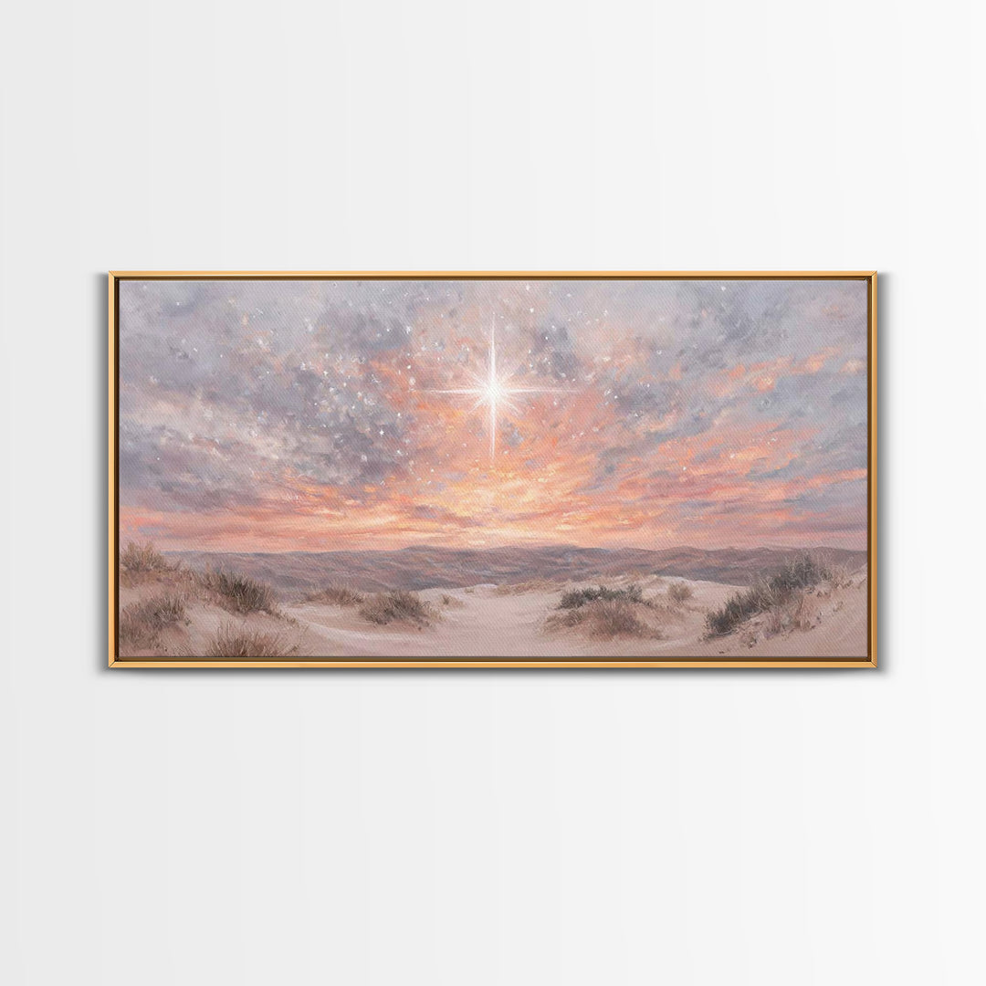 Morning Star Ascending, Framed Canvas Print, Christmas Wall Art, Christian Art Canvas, Christian Christmas Art, Christian Art Print, Moody