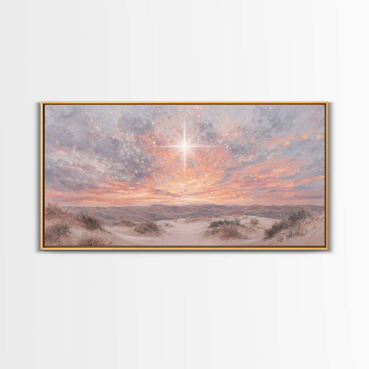 Morning Star Ascending, Framed Canvas Print, Christmas Wall Art, Christian Art Canvas, Christian Christmas Art, Christian Art Print, Moody