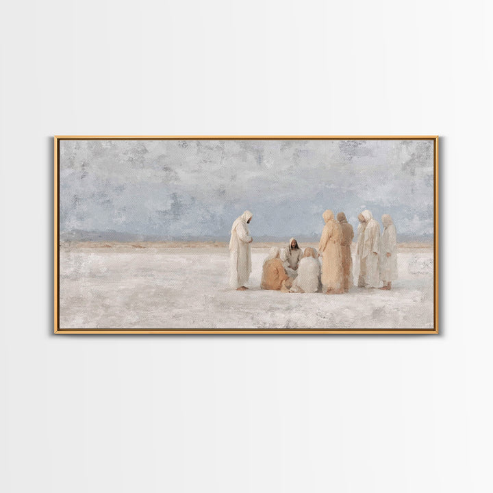 Teaching In Stillness, Framed Canvas Print, Christian Art Canvas, Christian Wall Art, Subtle Christian Paintings, Modern Christian Painting