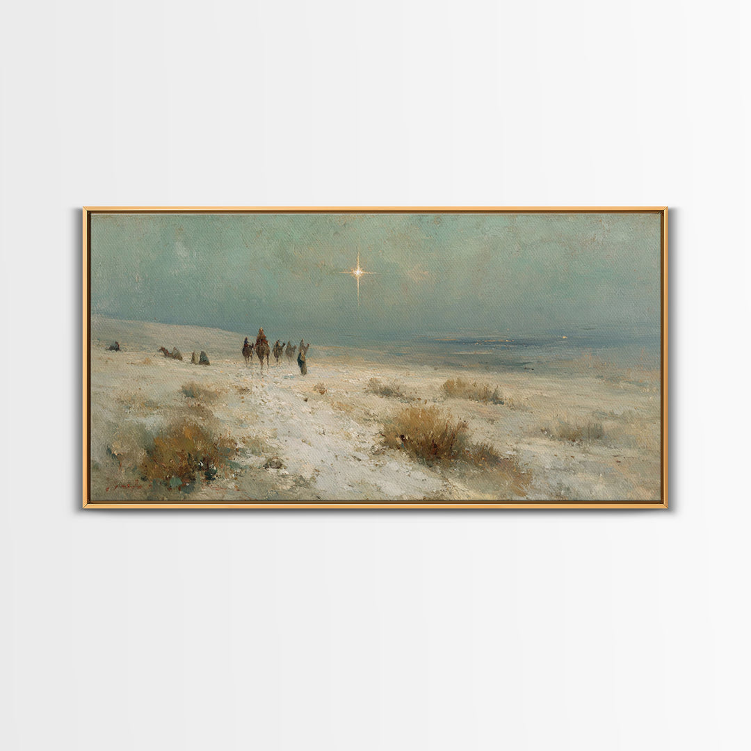 The Guiding Star – Framed Canvas Print – Christian Wall Art – Christmas Art – Jesus Painting – Christian Art Canvas – Christmas Wall Art