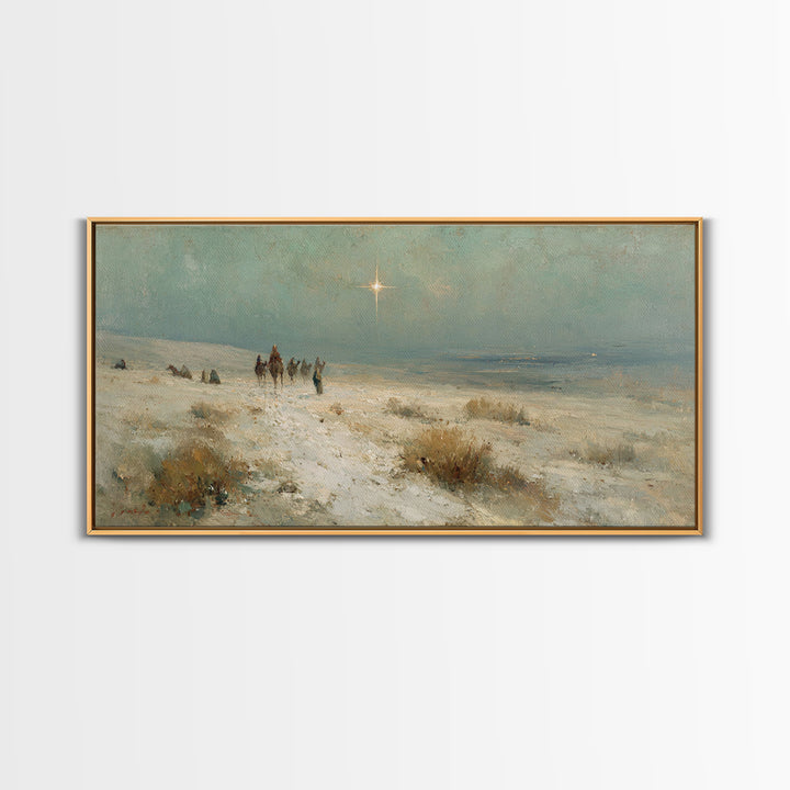 The Guiding Star – Framed Canvas Print – Christian Wall Art – Christmas Art – Jesus Painting – Christian Art Canvas – Christmas Wall Art