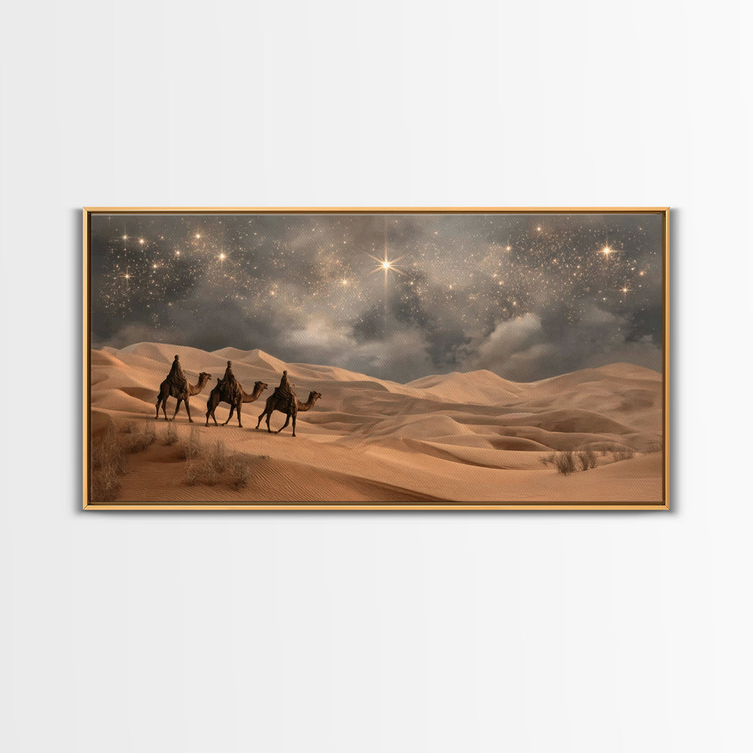 Desert Star Journey, Framed Canvas Print, Christmas Art, Christian Christmas Art, Christian Wall Art, Christian Art Canvas, Jesus Painting
