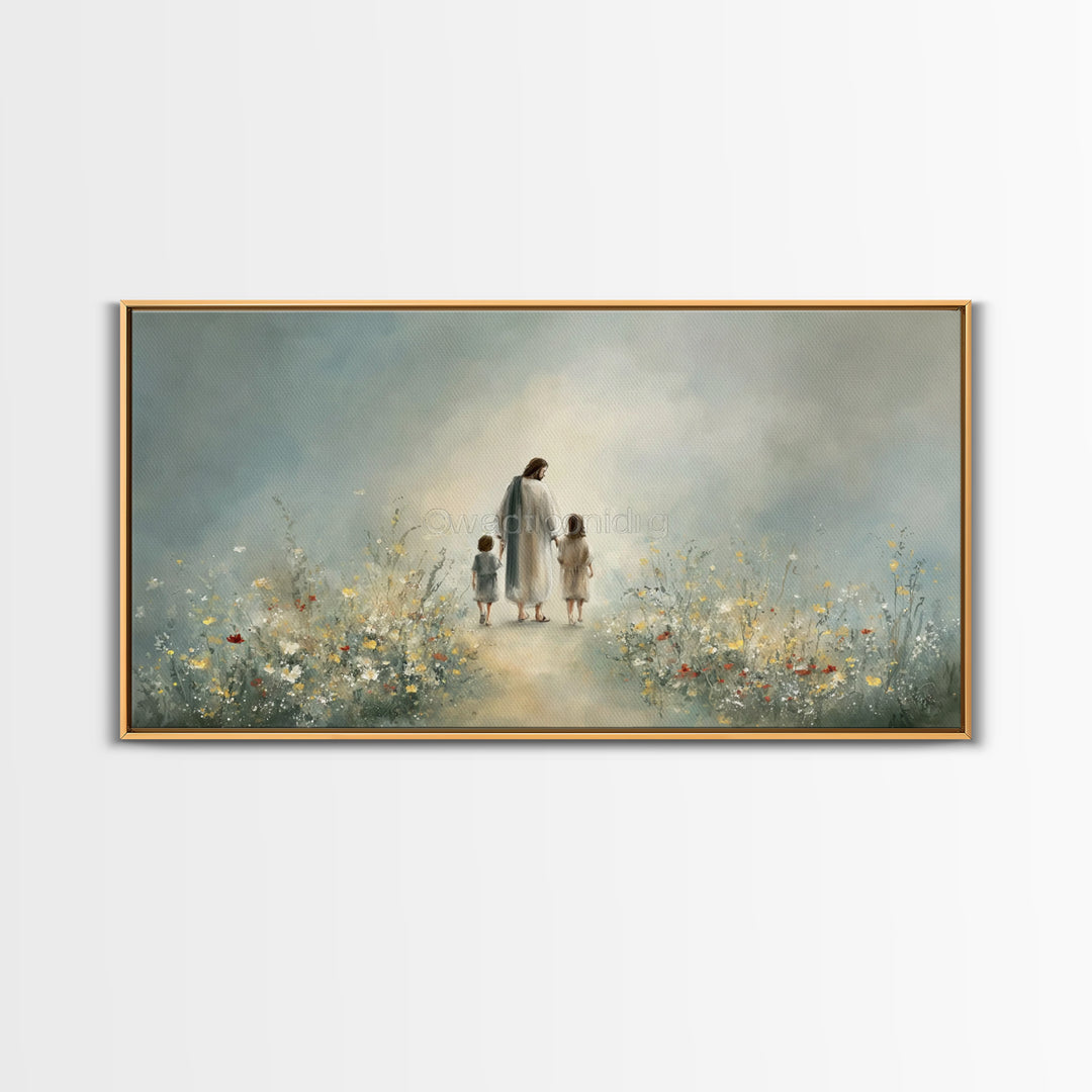 Walk in His Peace – Framed Canvas Print – Christian Art – Christian Wall Art – Jesus Painting – Christian Art Canvas – Christian Gift