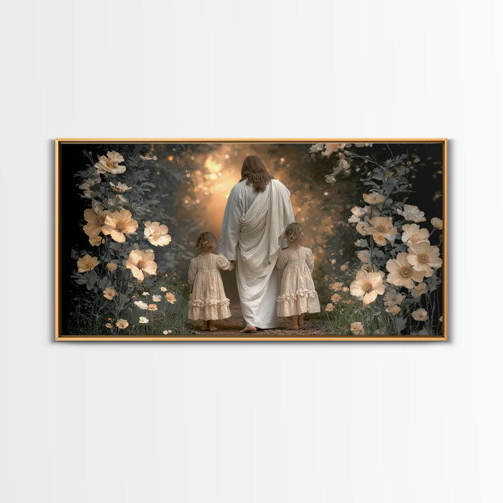 Garden Light Blessing, Framed Canvas Print, Jesus Painting, Christian Wall Art, Christian Art, Christian Art Canvas, Christian Gift