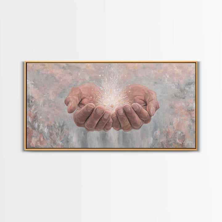Blessing of Light – Framed Canvas Print – Christian Art Canvas – Christian Art Print – Christian Wall Art – Jesus Painting – Christian Deco