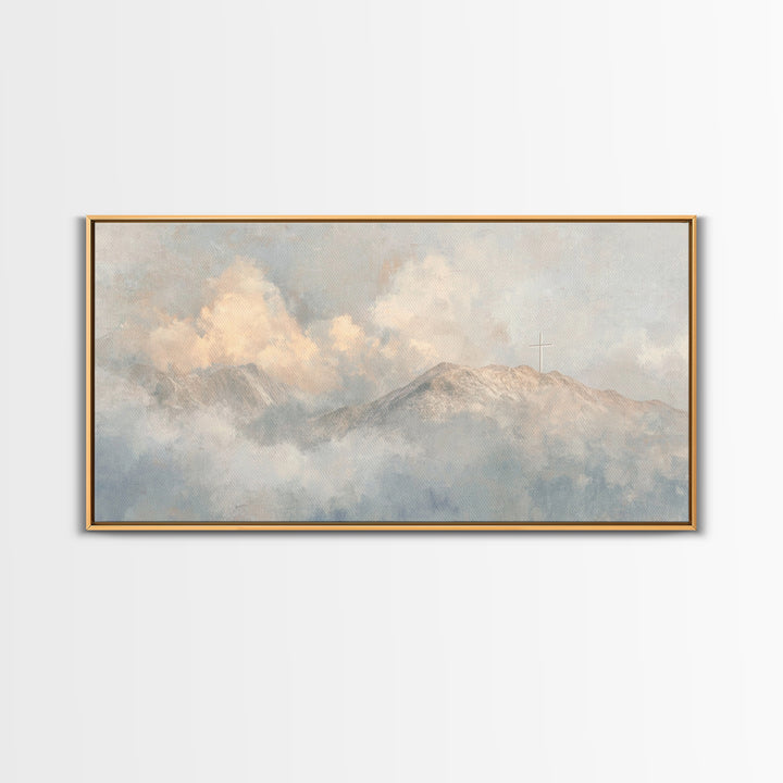 Heaven’s Crest – Framed Canvas Print – Christian Wall Art – Christian Art Canvas – Minimalist Christian Art – Christmas Art Prints
