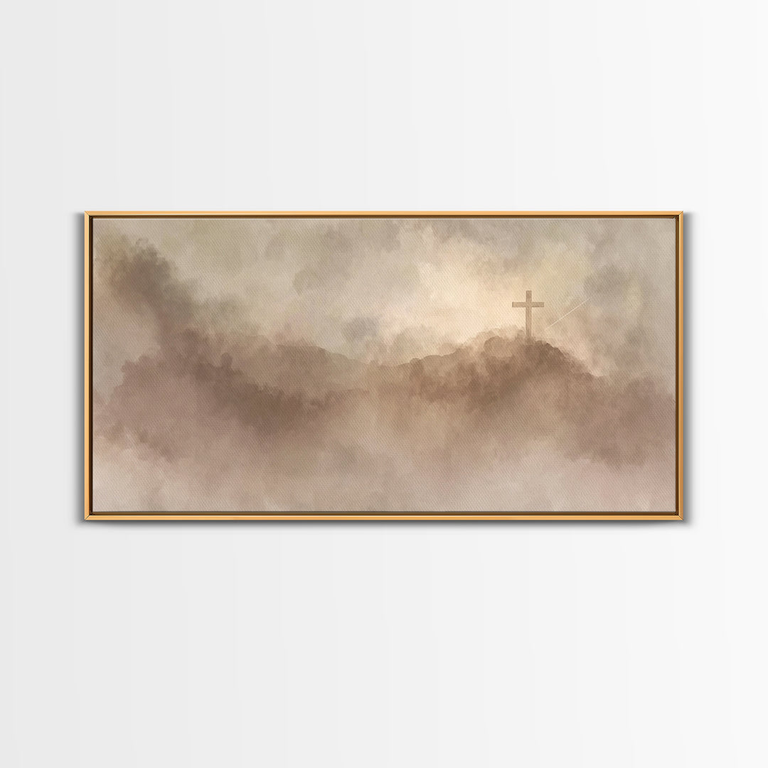 Silent Hilltop – Framed Canvas Print – Christian Art Canvas – Christian Wall Art – Subtle Christian Paintings – Christian Christmas Art