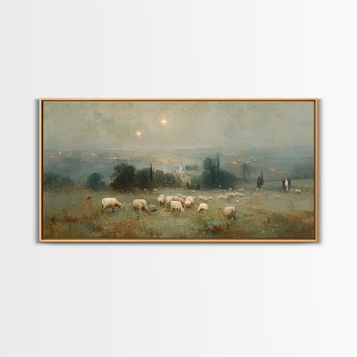 Shepherds Of Light – Framed Canvas Print – Christian Wall Art – Christian Art Canvas – Christmas Art Prints – Christian Christmas Decor