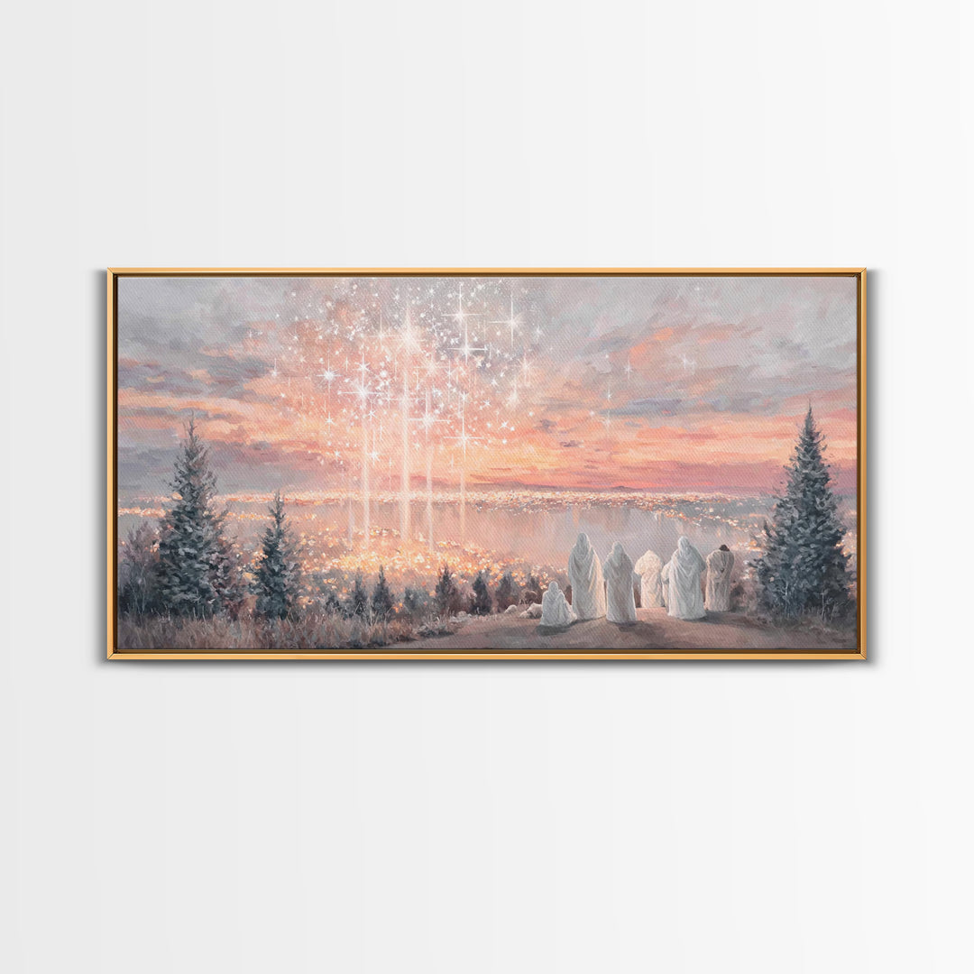 Angelic Horizon – Framed Canvas Print – Christian Art Canvas – Modern Christian Art – Christmas Wall Art – Christian Christmas Art