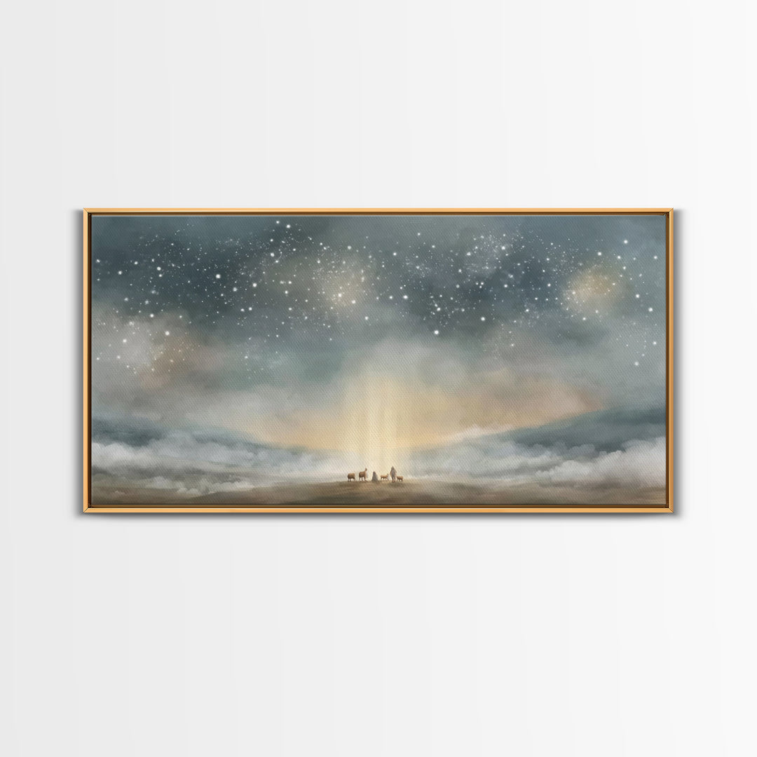 Bethlehem Dawn Star, Framed Canvas Print, Christian Wall Art, Christian Art Canvas, Christmas Art, Christian Christmas Decor