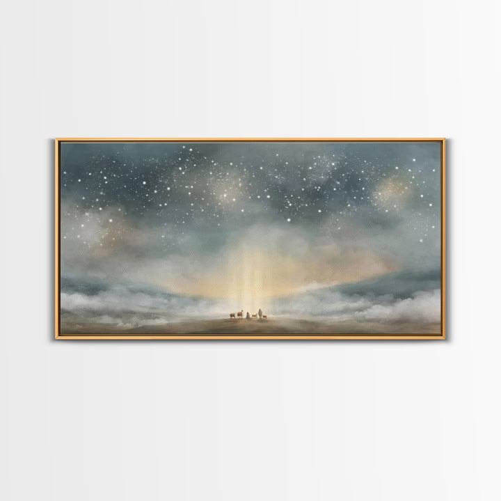 Bethlehem Dawn Star, Framed Canvas Print, Christian Wall Art, Christian Art Canvas, Christmas Art, Christian Christmas Decor