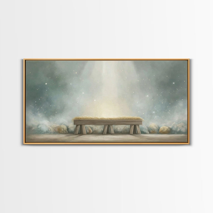 Humble Birth Stillness | Framed Canvas Print | Christian Art Canvas | Christian Wall Art | Christmas Art | Christian Decor