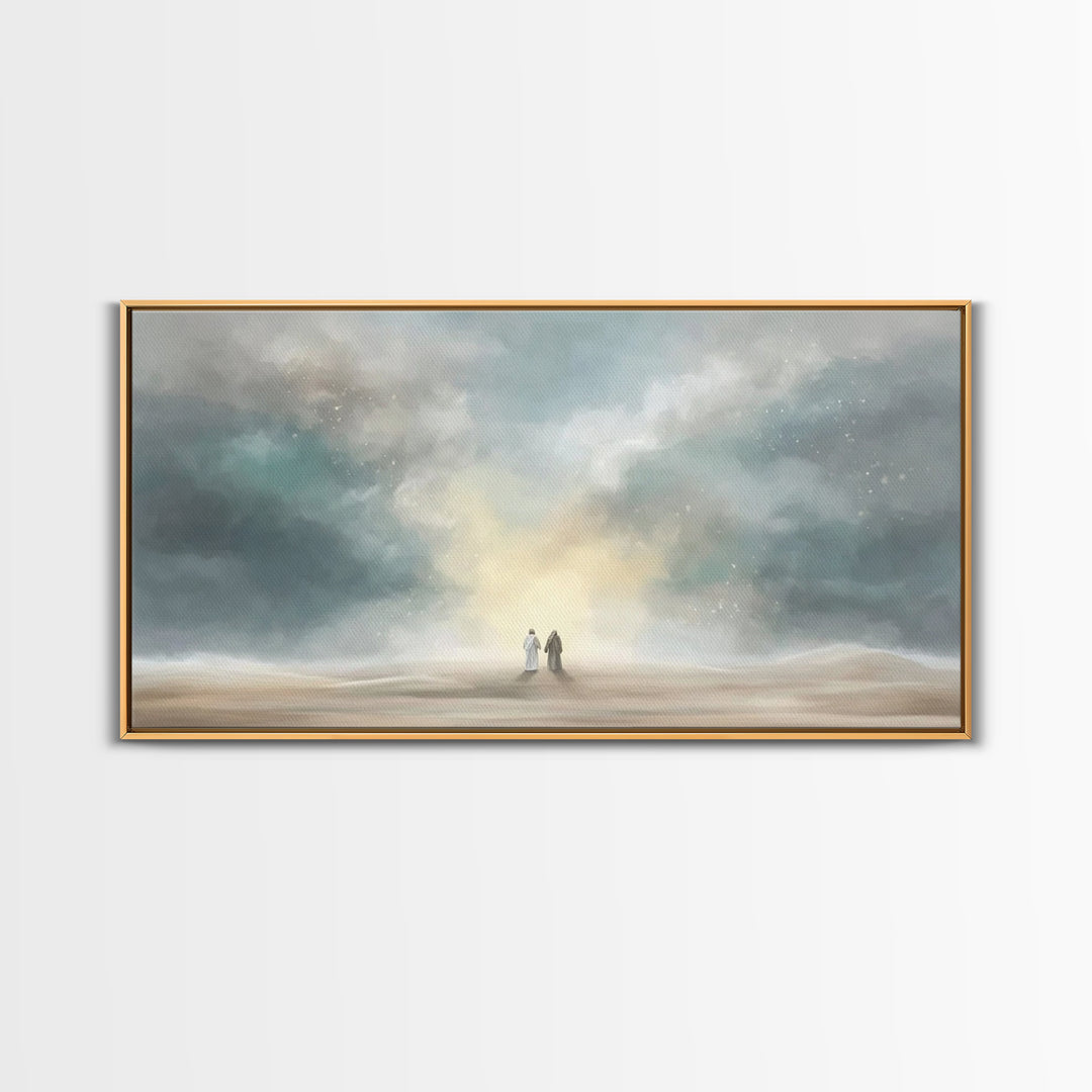 Heavenly Ascent – Framed Canvas Print – Christian Art Canvas – Christian Wall Art – Blue Christian Art – Christian Painting – Christian Gif
