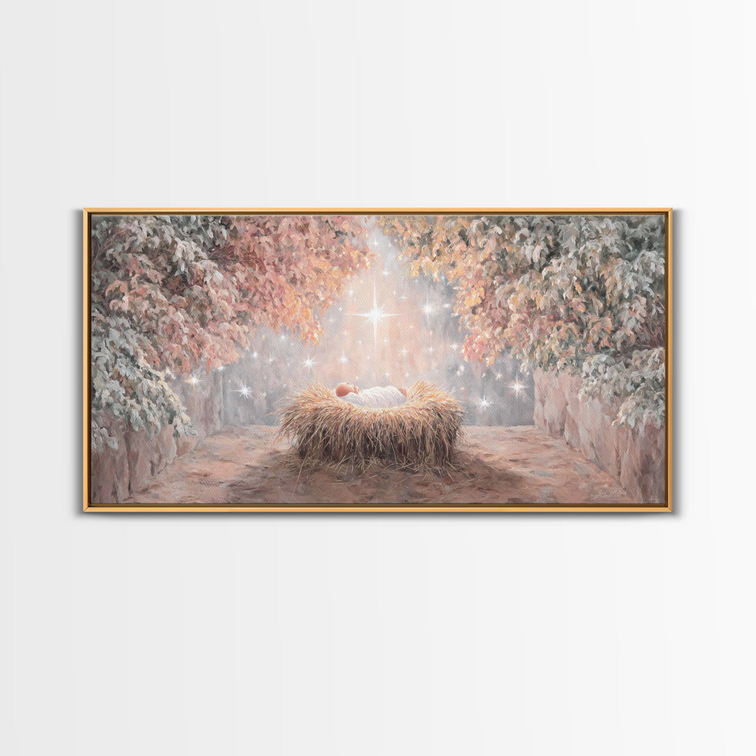 Heaven’s Tender Gift – Framed Canvas Print – Christian Wall Art – Christian Christmas Art – Christmas Art – Christian Art Canvas