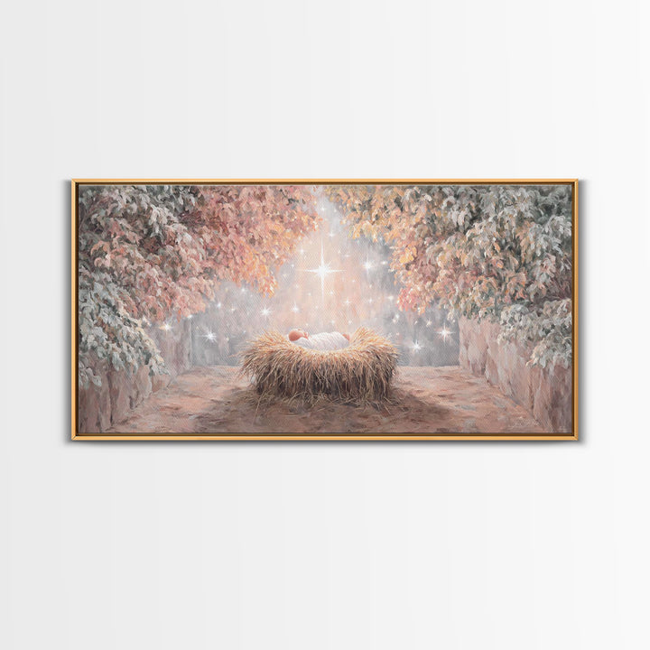 Heaven’s Tender Gift – Framed Canvas Print – Christian Wall Art – Christian Christmas Art – Christmas Art – Christian Art Canvas