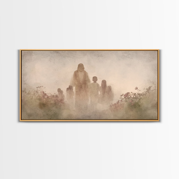 Field Of Mercy – Framed Canvas Print – Christian Wall Art – Jesus Painting – Christian Art Canvas – Pastoral Scenery – Christian Christmas