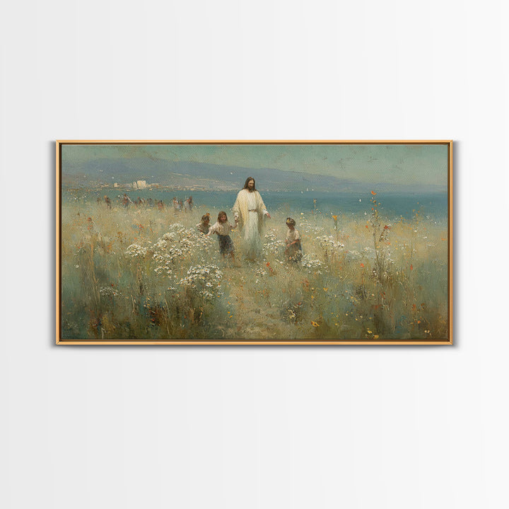 Garden Of Light – Framed Canvas Print – Christian Art Canvas – Jesus Painting – Christian Wall Art – Christian Christmas Art – Vintage Chri