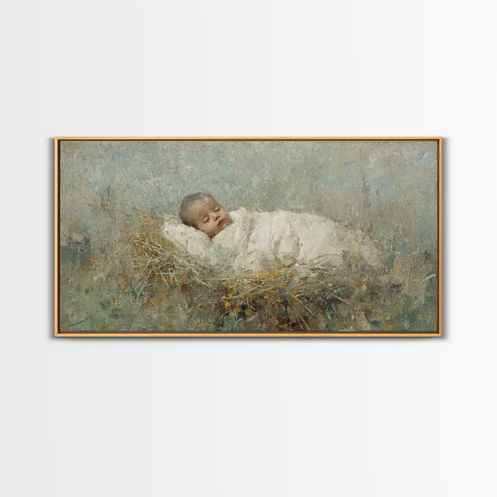 Sacred Manger – Framed Canvas Print – Jesus Christmas Art – Christian Art Canvas – Christmas Wall Art – Christian Christmas Decorations – V