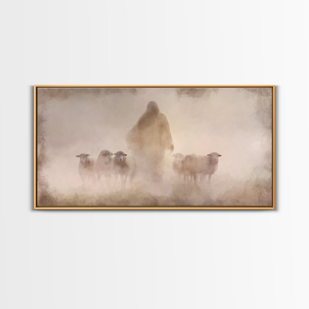 Shepherd’s Call – Framed Canvas Print – Christian Wall Art – Jesus Painting – Christian Art Canvas – Moody Christian Art – Christian Decor