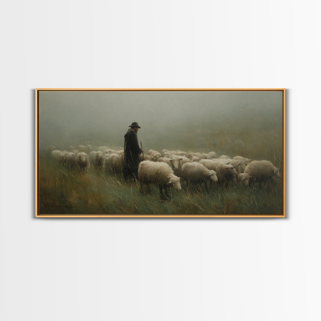Silent Shepherd – Framed Canvas Print – Christian Art Canvas – Christian Wall Art – Christian Painting – Moody Christian Art – Christian Gi