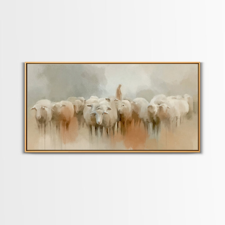 Gentle Pasture Grace, Framed Canvas Print, Christian Art Canvas, Jesus Painting, Christian Wall Art, Subtle Christian Art, Christmas Art Pr