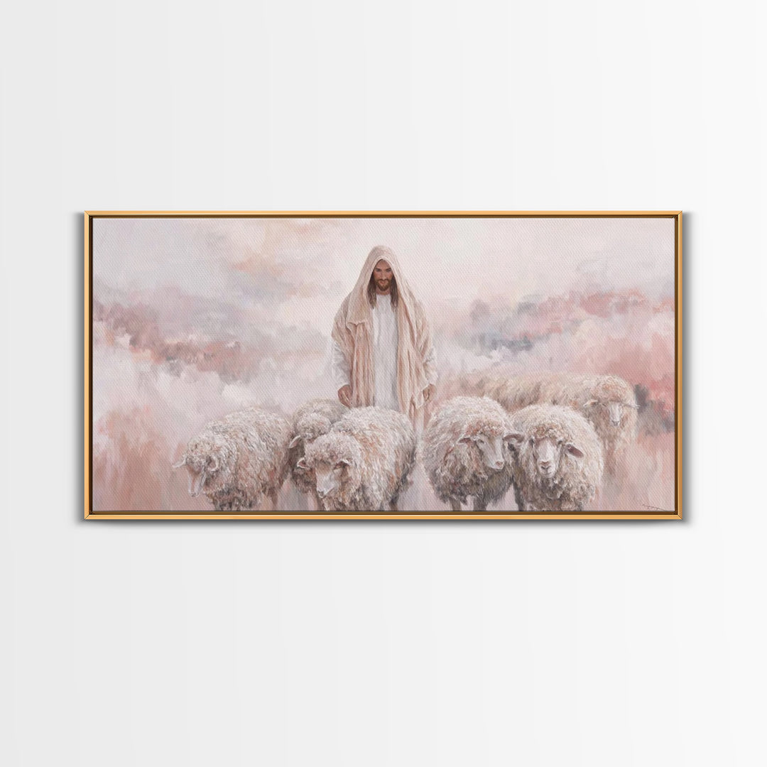 Shepherd’s Quiet Field – Framed Canvas Print – Christian Art Canvas – Christian Wall Art – Jesus Painting – Christian Christmas Art – Chris