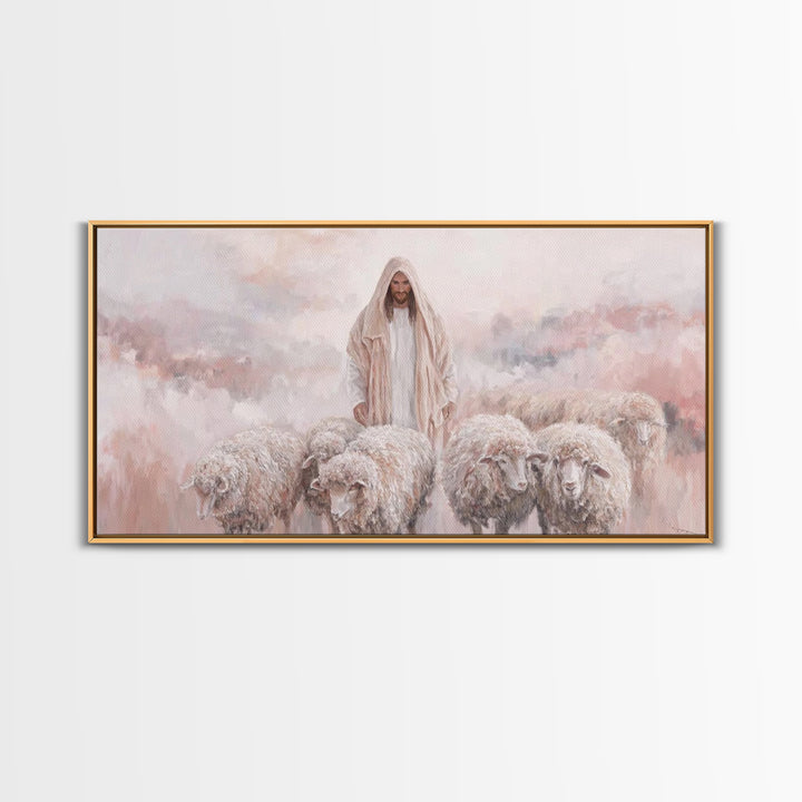 Shepherd’s Quiet Field – Framed Canvas Print – Christian Art Canvas – Christian Wall Art – Jesus Painting – Christian Christmas Art – Chris