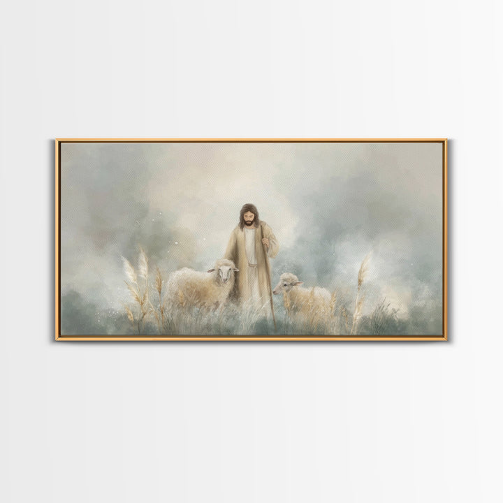 Gentle Shepherd Grace | Framed Canvas Print | Christian Art Canvas | Jesus Painting | Christian Wall Art | Subtle Christian Art | Christian