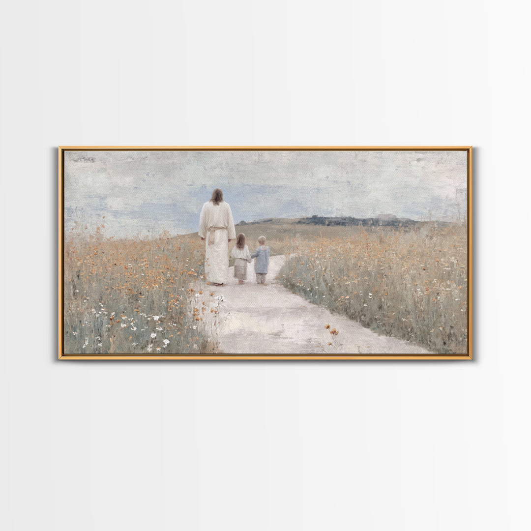Wildflower Journey Light – Framed Canvas Print – Christian Art Canvas – Jesus Painting – Christian Wall Art – Christian Gift – Subtle Chris