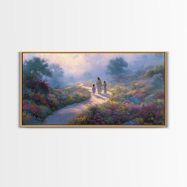 Garden Of Light | Framed Canvas Print | Christian Art Canvas | Christian Wall Art | Jesus Painting | Christian Decor | Christmas Art