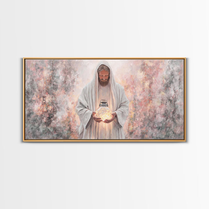 Light Of Eternity, Framed Canvas Print, Christian Wall Art, Jesus Painting, Christian Art Canvas, Christian Decor, Modern Christian Art