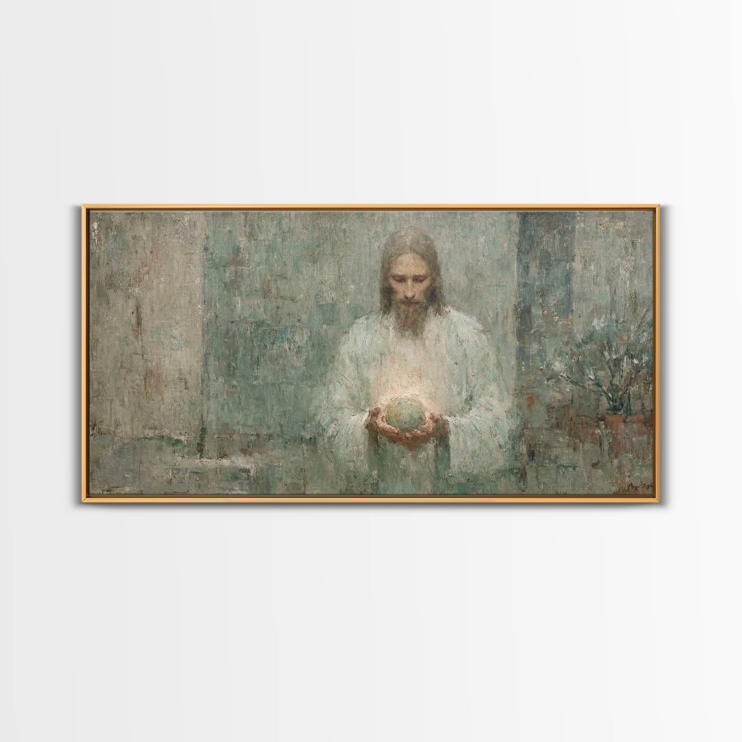 Heavenly Glow, Framed Canvas Print, Christian Art Canvas, Christian Wall Art, Jesus Painting, Christian Decor, Modern Christian Art