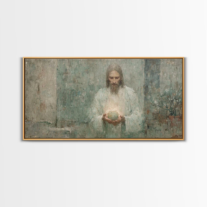 Heavenly Glow, Framed Canvas Print, Christian Art Canvas, Christian Wall Art, Jesus Painting, Christian Decor, Modern Christian Art