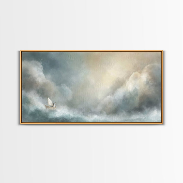 Light Of Rescue – Framed Canvas Print – Christian Wall Art – Jesus Painting – Large Christian Art – Modern Christian Painting – Christmas A