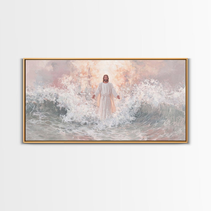 Stormlight Redeemer – Framed Canvas Print – Christian Wall Art – Jesus Art Print – Modern Christian Art – Christmas Art – Christian Decor F