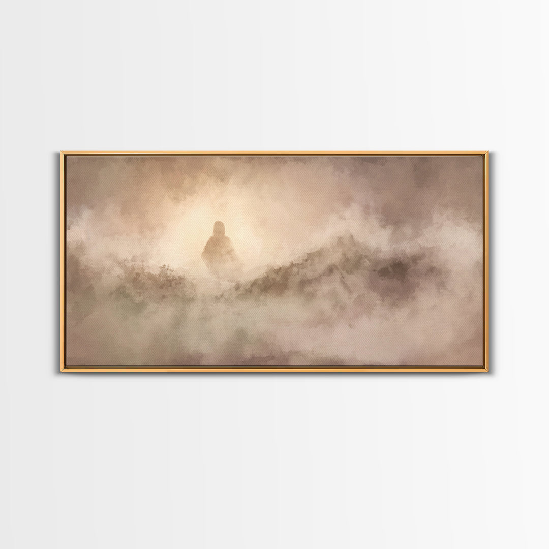 Eternal Shoreline – Framed Canvas Print – Christian Art Canvas – Moody Christian Art – Jesus Painting – Christian Wall Art – Christmas Chri