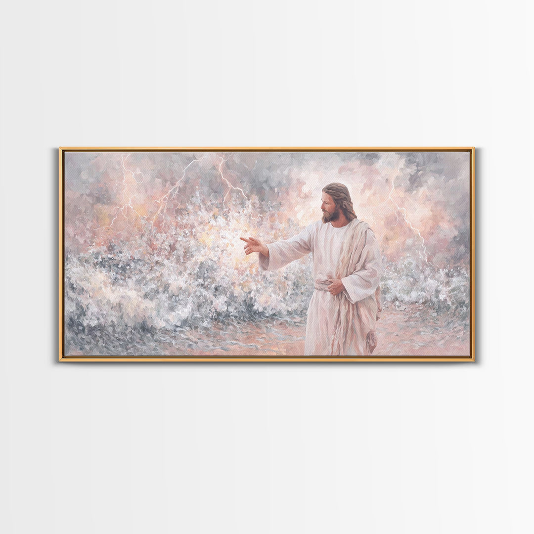 Beacon Of Authority | Framed Canvas Print | Christian Art Print | Jesus Painting | Christian Wall Art | Modern Christian Painting | Christi
