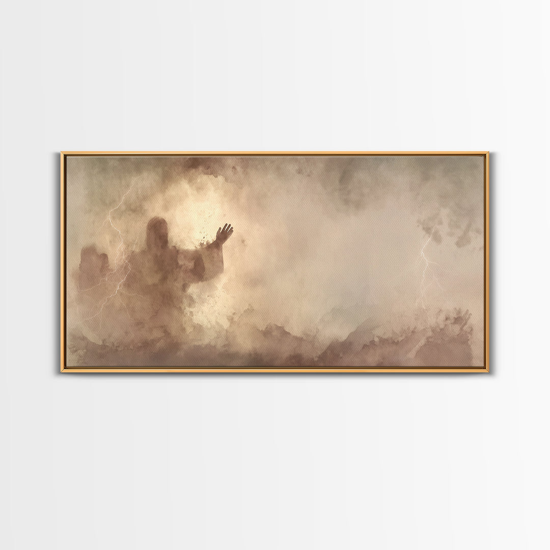 Calm Over Chaos – Framed Canvas Print – Christian Wall Art – Jesus Canvas Art – Modern Christian Art – Christian Art Prints – Christian Gif