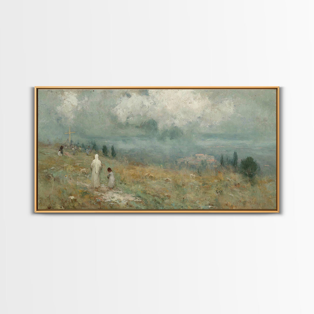 Fields Of Hope – Framed Canvas Print – Christian Christmas Art – Jesus Art Print – Christian Wall Art – Vintage Christian Art