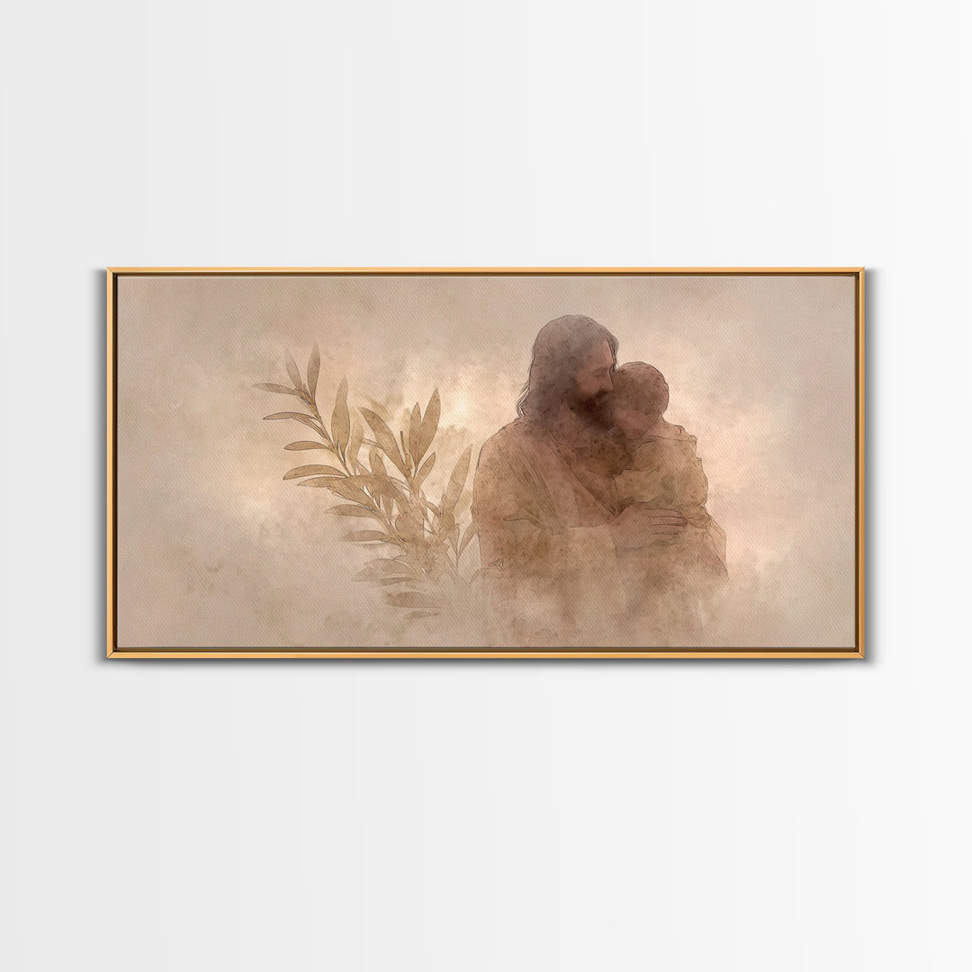 Tender Refuge, Framed Canvas Print, Jesus Canvas Art, Christian Art Canvas, Christian Gift Ideas, Moody Christian Art
