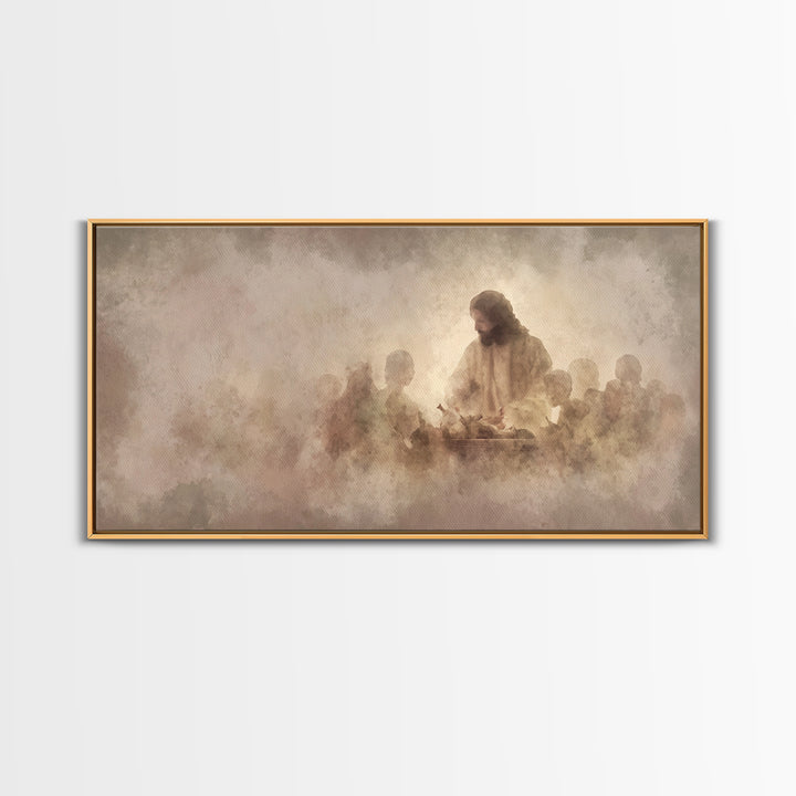 Mystic Supper – Framed Canvas Print – Christian Art Canvas – Jesus Christmas Art – Christian Art Gift – Large Jesus Painting