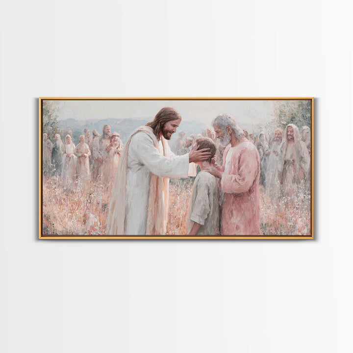 Graceful Blessing – Framed Canvas Print – Christian Wall Art – Jesus Painting – Christian Art Canvas – Christmas Art