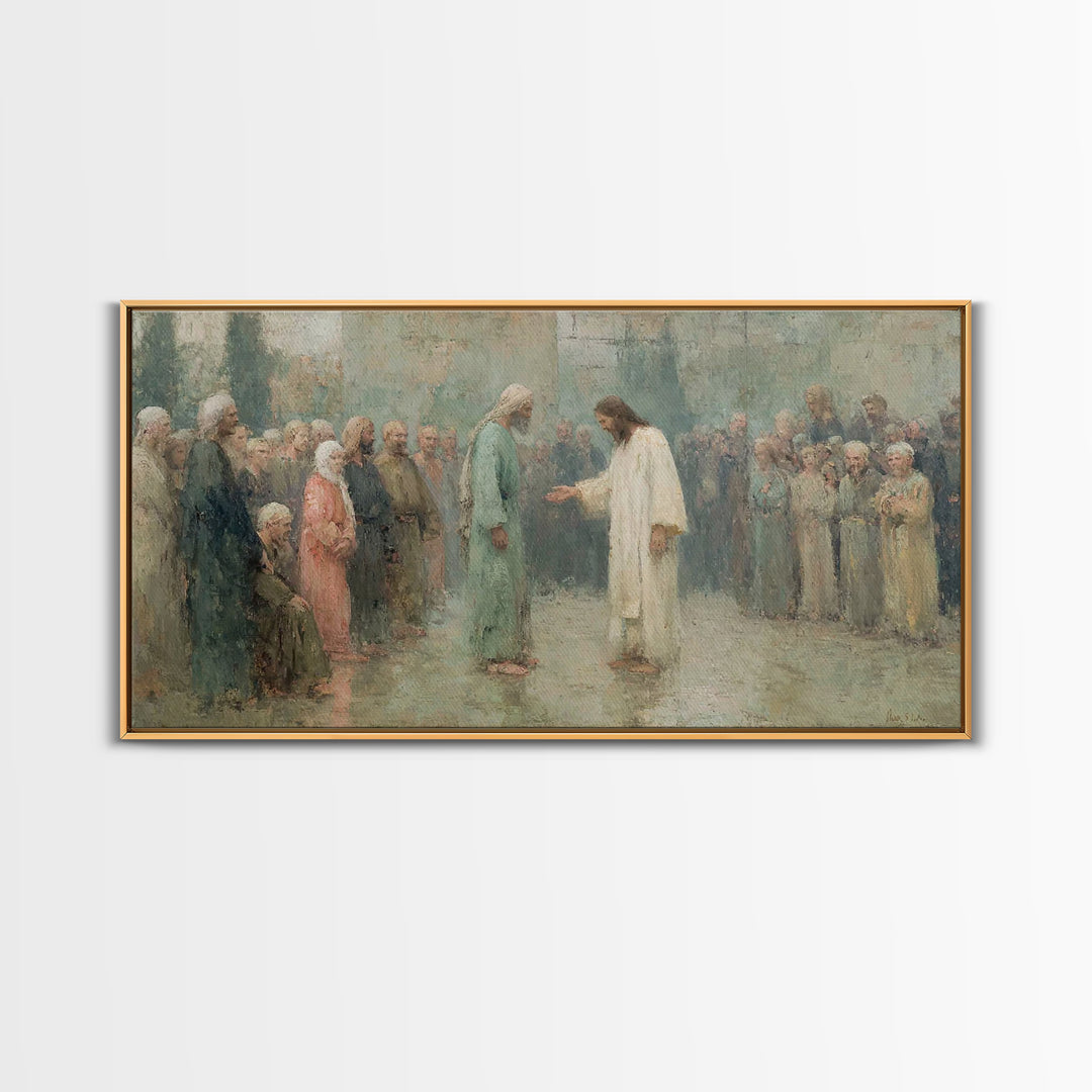 Divine Invitation – Framed Canvas Print – Christian Art Canvas – Jesus Painting – Christian Wall Art – Christian Christmas