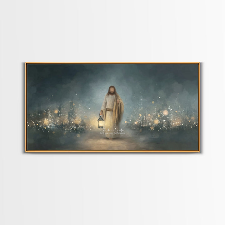 Light of Hope – Framed Canvas Print – Christian Wall Art – Christian Art Canvas – Jesus Painting – Christmas Art