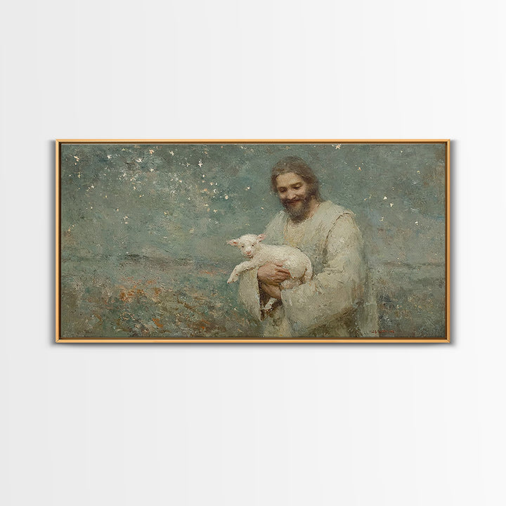 Starry Night Comfort | Framed Canvas Print | Christian Wall Art | Jesus Painting | Christian Art Canvas | Christian Christmas