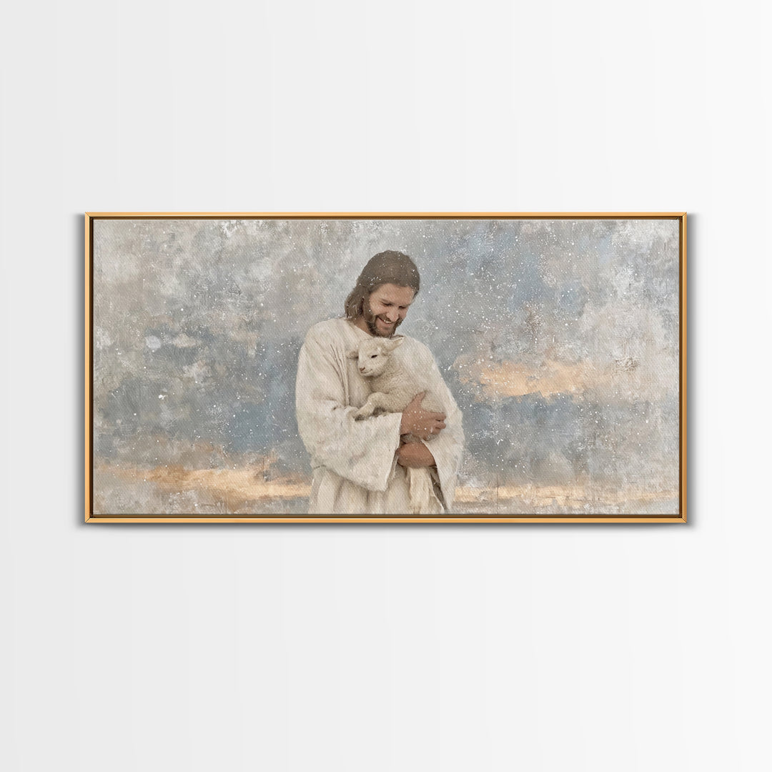Snowfall Serenity – Framed Canvas Print – Christian Wall Art – Jesus Painting – Christian Art Canvas – Christian Christmas