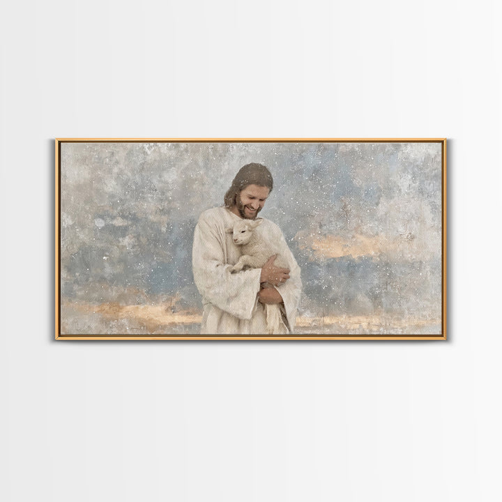 Snowfall Serenity – Framed Canvas Print – Christian Wall Art – Jesus Painting – Christian Art Canvas – Christian Christmas