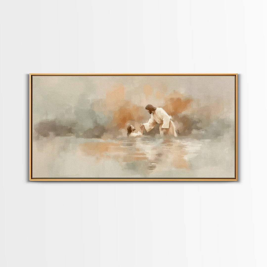 Living Waters Hope, Framed Canvas Print, Christian Wall Art, Christian Art Canvas, Jesus Painting, Christian Christmas Art