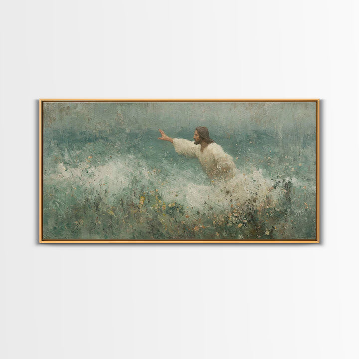 Reaching Light – Framed Canvas Print – Christian Wall Art – Christian Art Print – Jesus Painting – Vintage Christian Art – Christian Home D